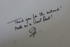 Stephen's note on the back of my drawing